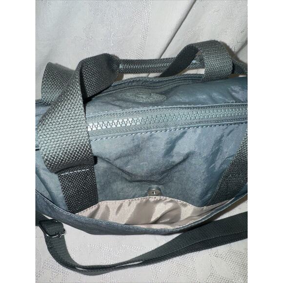 Kipling Shoulder Bag Tote Crossbody Green Nylon w/ Monkey Keychain ELIN HB7697 - Picture 8 of 16